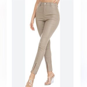 WAYRUNZ High Waisted Stretch Faux Leather Pants PU Coated Legging Juniors Size 5